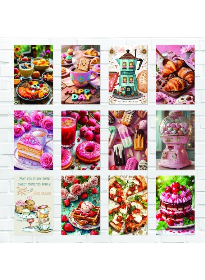 12 لوحة جدارية ديكور فخم للمطبخ وغرف الطعام بطباعة كوشيه 300 جرام  تصميمات عصرية لصور الأطعمة والمخبوزات والحلويات الملونة والشهية، مثالية لديكور المنزل والمطاعم والكافيهات الراقية جداً. - Image 2